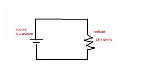 A15.0k resistor is hooked up to 45.0v battery in a circuit with a switch a.) draw a circuit diagram