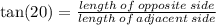 \tan(20 \degree) = \frac{length \: of \: opposite \: side}{length \: of \:adjacent\: side}