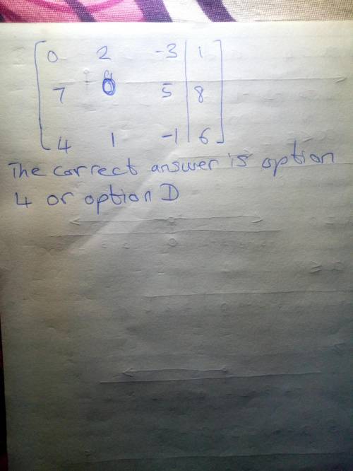 Identify the augmented matrix for the system of equations.