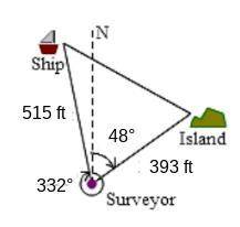 Amarine surveyor uses a rangefinder and a compass to locate a ship and an island in the vicinity of
