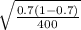 \sqrt{\frac{0.7 (1-0.7)}{400} }