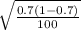 \sqrt{\frac{0.7 (1-0.7)}{100} }