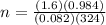 n = \frac{(1.6)(0.984)}{(0.082)(324)}