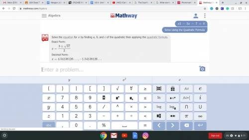 () what are the exact solutions of x2 − 3x − 7 = 0, where x equals negative b plus or minus the squa