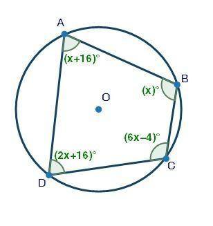 Abcd is a quadrilateral inscribed in a circle, as shown below:  circle o is shown with a quadrilater