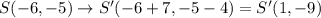 S(-6,-5)\rightarrow S'(-6+7,-5-4)=S'(1,-9)