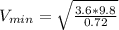 V_{min} = \sqrt{\frac{3.6*9.8}{0.72}}
