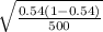 \sqrt{\frac{0.54(1-0.54)}{500}