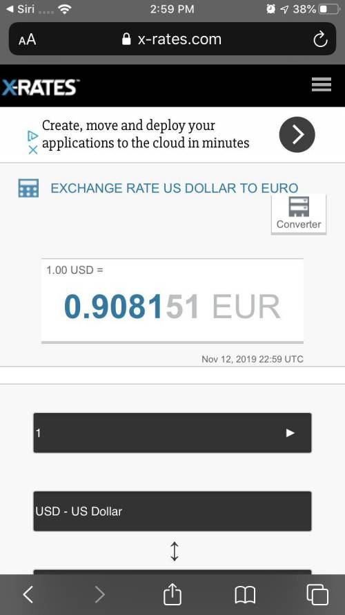 You can exchange 25 u.s. dollars for 20 euros. what is the exchange rate in u.s. dollars per euro?