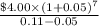 \frac{\$4.00\times(1+0.05)^7}{0.11-0.05}