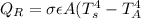 Q_R = \sigma \epsilon A(T_s^4 - T_A^4}