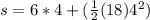 s= 6*4+(\frac{1}{2}(18)4^{2}  )