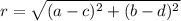 r = \sqrt{(a-c)^2 +(b-d)^2}