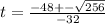t=\frac{-48+-\sqrt{256} }{-32}