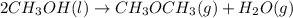 2CH_{3}OH(l) \rightarrow CH_{3}OCH_{3}(g) + H_{2}O(g)