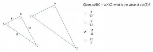 Given right triangle abc, what is the value of tan(a)?  five-thirteenths twelve-thirteenths twelve-f