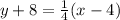 y + 8 = \frac{1}{4} (x - 4)