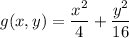 \displaystyle g(x, y) = \frac{x^{2}}{4} + \frac{y^{2}}{16}