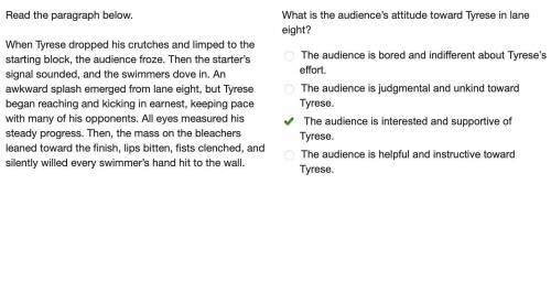 What is the audience’s attitude toward tyrese in lane eight?  read the paragraph below. when tyrese