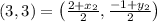 (3,3)=\left(\frac{2+x_{2}}{2}, \frac{-1+y_{2}}{2}\right)