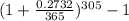 (1+\frac{0.2732}{365} )^{305} - 1