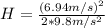 H=\frac{(6.94m/s)^2}{2*9.8m/s^2}