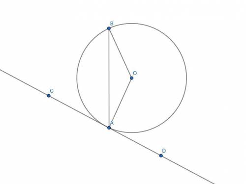 Chord ab subtends two arcs with measures in the ratio of 1: 5. line l is tangent to a circle at poin