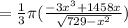 =\frac{1}{3}\pi (\frac{-3x^3+1458x}{\sqrt{729 - x^2}})