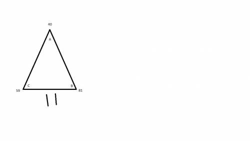 Atriangle has angle measures of 40°, 59°, and 81°. the side opposite the 40° angle is 11 centimeters