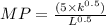 MP=\frac{(5\times k^{0.5})}{L^{0.5}}