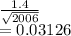 \frac{1.4}{\sqrt{2006} } \\=0.03126