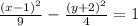 \frac{ (x-1)^{2} }{9} - \frac{(y+2)^{2}}{4} =1