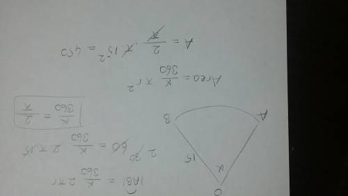 Find the area of a sector with an arc length of 60 in. and a radius of 15 in. a. 117.75 in.² b. 282.