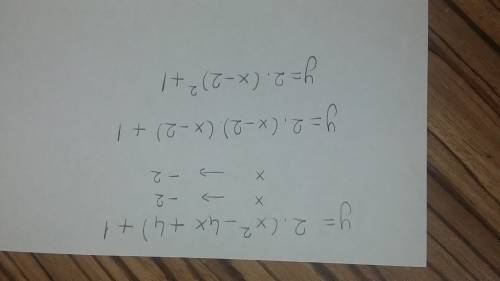 Which equation is y = 2x2 – 8x + 9 rewritten in vertex form?  y = 2(x – 2)2 + 9 y = 2(x – 2)2 + 5 y