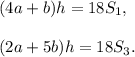 (4a+b)h=18S_1,\\ \\(2a+5b)h=18S_3.