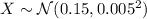 X\sim\mathcal N(0.15,0.005^2)