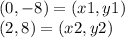 (0,-8) = (x1,y1)\\(2,8) = (x2,y2)