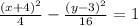 \frac{(x+4)^{2}}{4} - \frac{(y-3)^{2}}{16} = 1