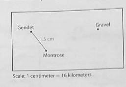 What is the actual distance between gendet and montrose?  (pic included)