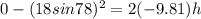 0 - (18sin78)^2 = 2(-9.81)h