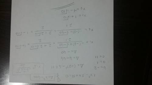 X^2 - 2x + 11 = 0 someone  me. solve the following using the quadratic formula