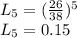 L_{5} = (\frac{26}{38})^{5}  \\L_{5} = 0 .15