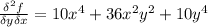 \frac{\delta^2f}{\delta y\delta x}=10x^4+36x^2y^2+10y^4
