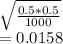 \sqrt{\frac{0.5*0.5}{1000} } \\=0.0158