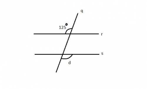Two parallel lines are crossed by a what is the value of d?  0 d = 55 d = 75 d = 125 d = 155