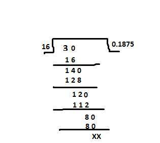 Convert 3/16 to a decimal using long division. a) 0.1875  b) 0.2  c) 1.875  d) 5.3