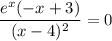 \dfrac{e^x(-x+3)}{(x - 4)^2}=0
