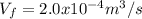 V_f=2.0x10^{-4}m^3/s
