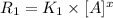 R_1=K_1\times [A]^x