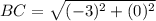 BC=\sqrt{(-3)^{2}+(0)^{2}}